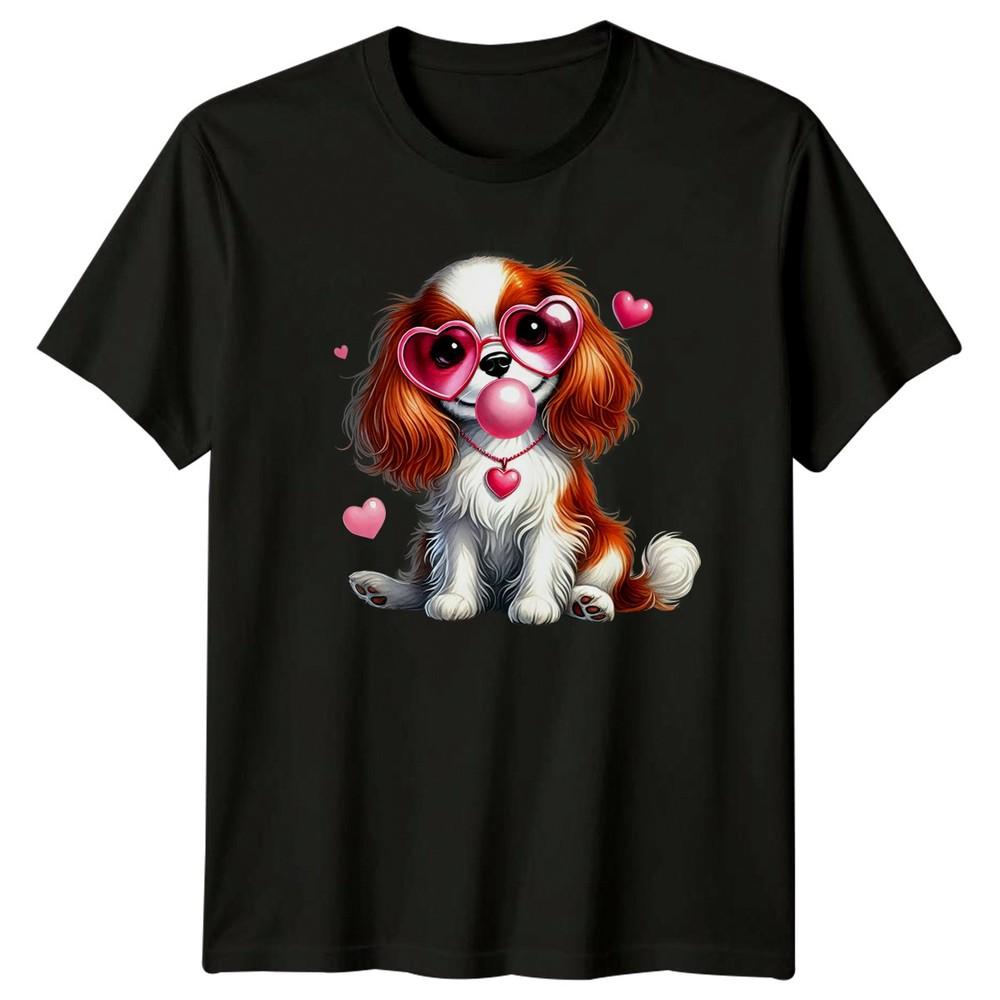 

Cavalier King Charles Spaniel Dogs Animals Mens TShirt Womens Tee Heart Glasses Unisex T-Shirt M
