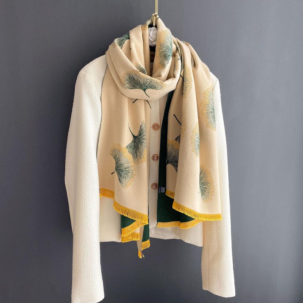 Autumn And Winter Warm Scarf Women'S Double-Sided Imitation Cashmere Thickened Air-Conditioned Room Shawl