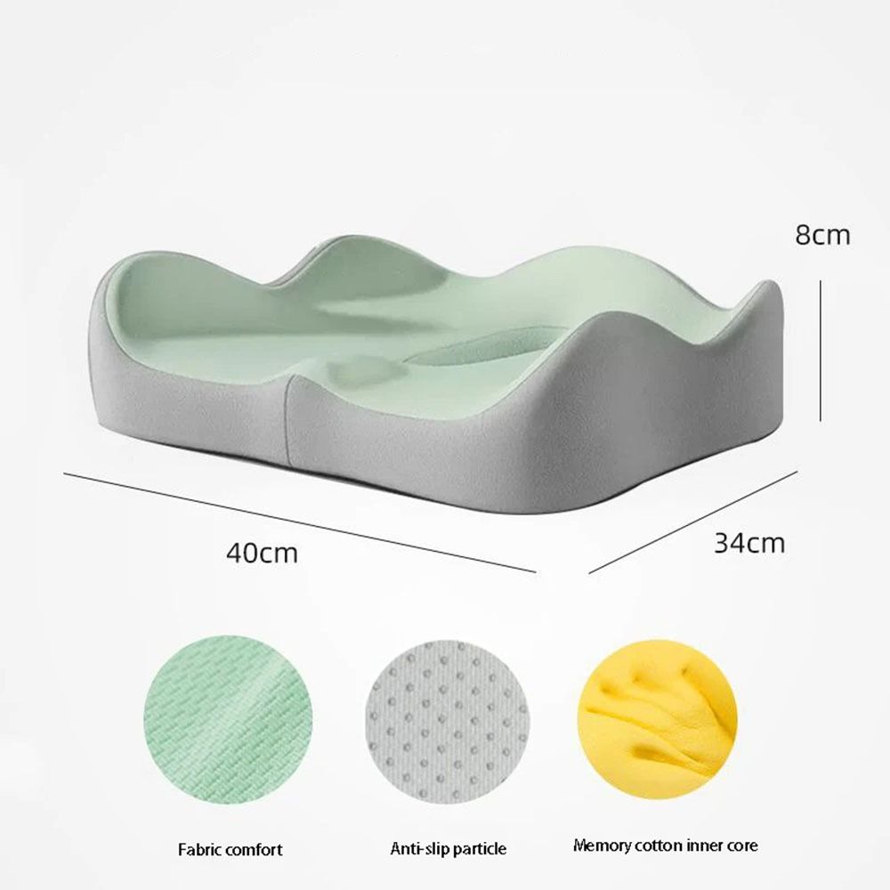 1pc Ergonomic Seat Cushion with 3D Memory Foam Support, Anti-Slip Base, for Office Chair, Car, Wheelchair, All-Day Comfort