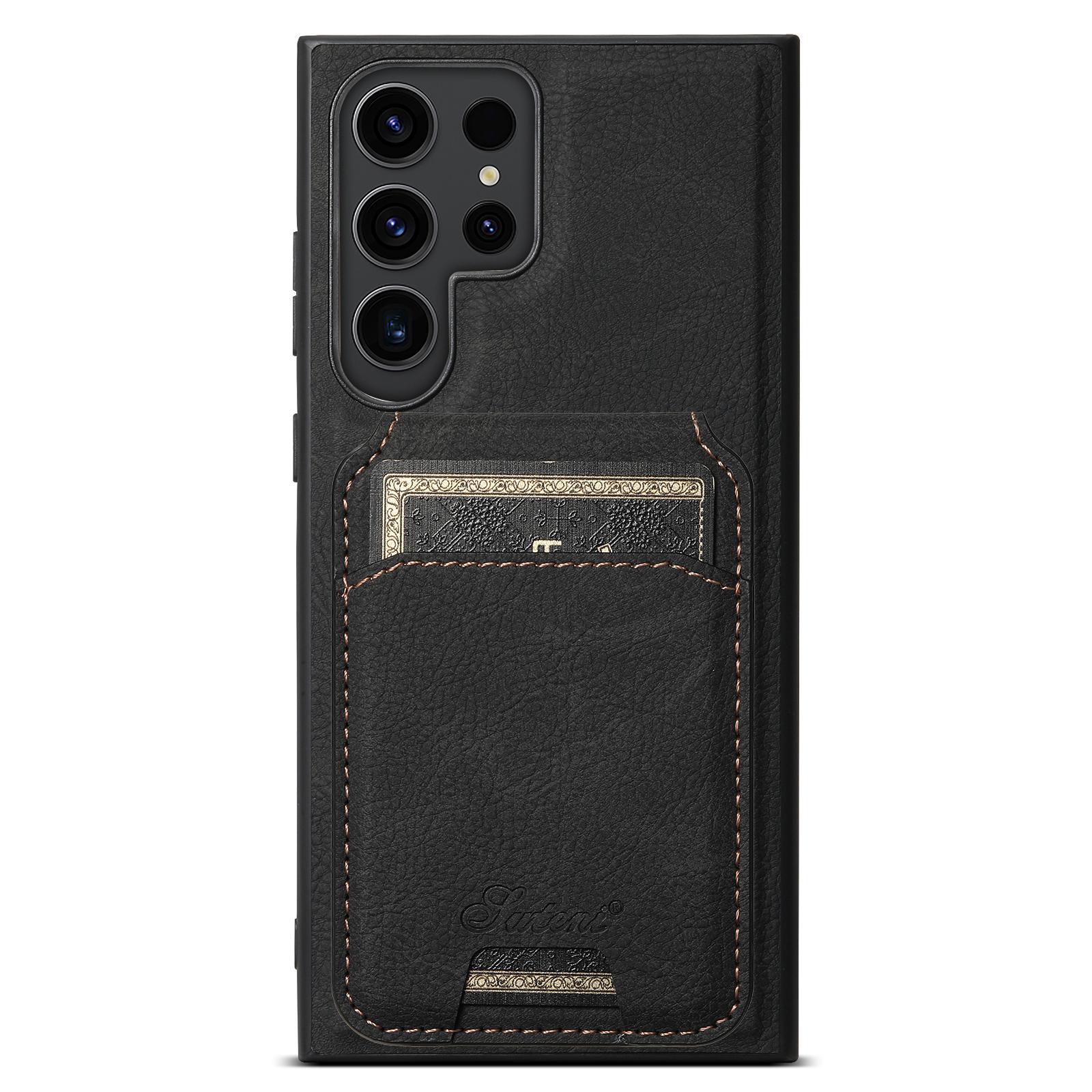 

SUTENI H16 For Samsung Galaxy S23 Ultra Cell Phone Cases PU+TPU Anti-scratch Magnetic Detachable Cover Black