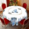 1 Piece Christmas Round And Rectangular Tablecloth, Various Sizes, Cute Snowman Blue Tablecloth, Christmas Patio Tablecloth Decoration, Suitable For D