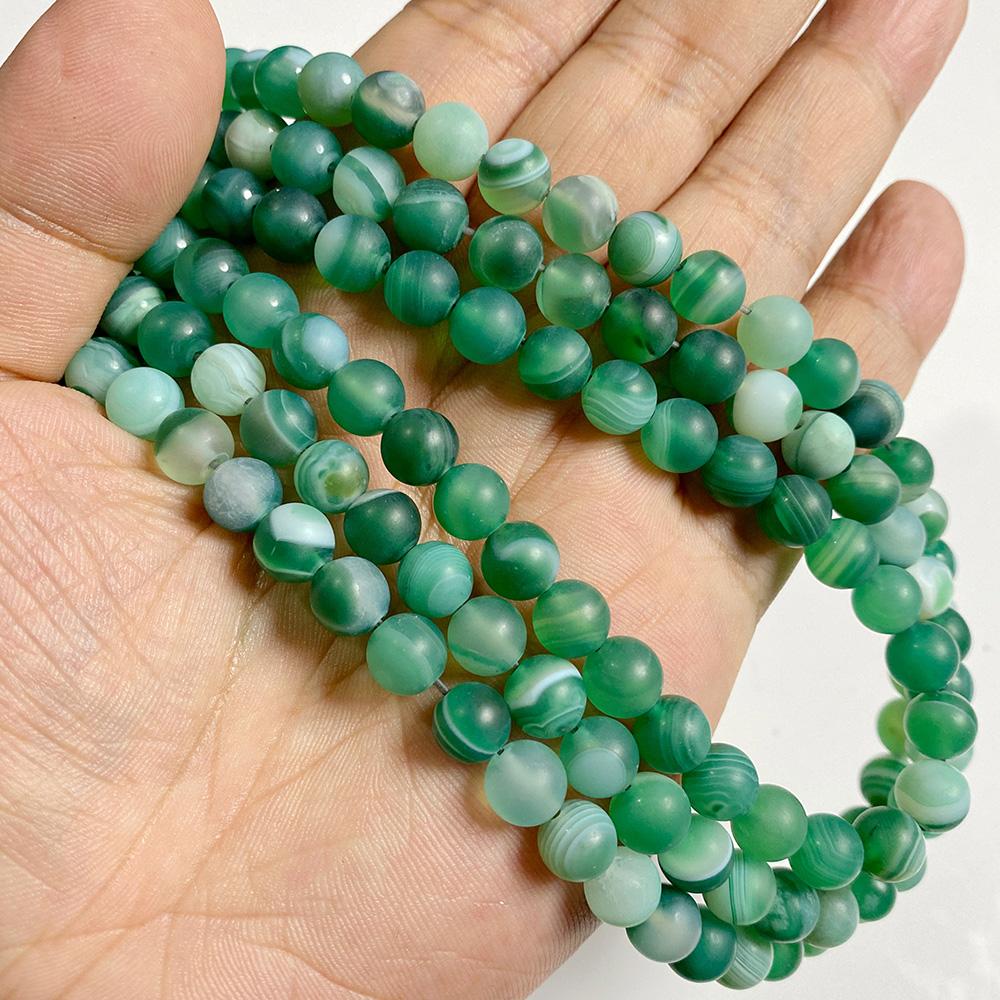 6 8 10 MM  Matte Natural Stone Beads Polished Blue Stripes Agates Stone Beads Diy Spacer Loose Beads for Jewelry Making Bracelet