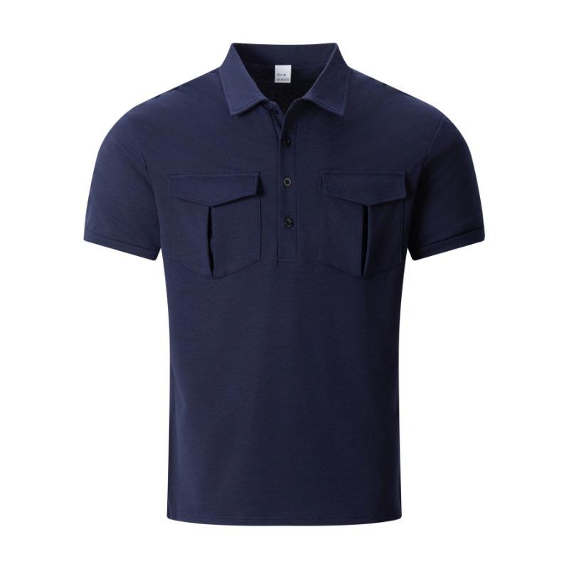 Men's Button Lapel Solid Short Sleeve Casual Polo