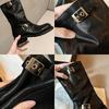 ~ Collection of medieval soft leather cowhide thick heel round head medium tube knight boots women's autumn and winter