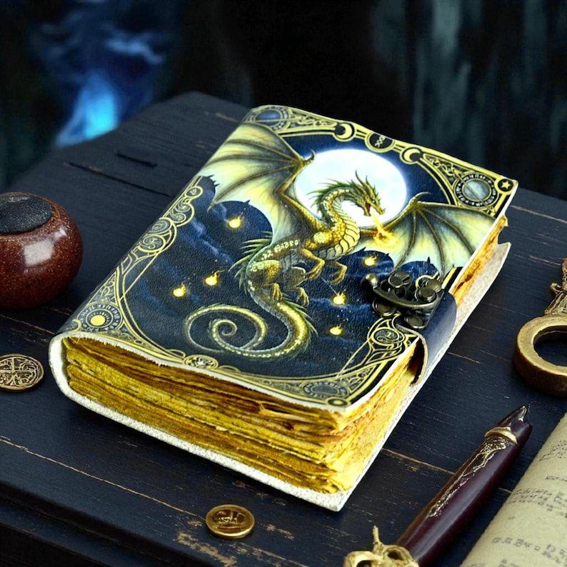 Dragon Leather Journal: Handmade Book of Shadows with Deckle Edge Paper