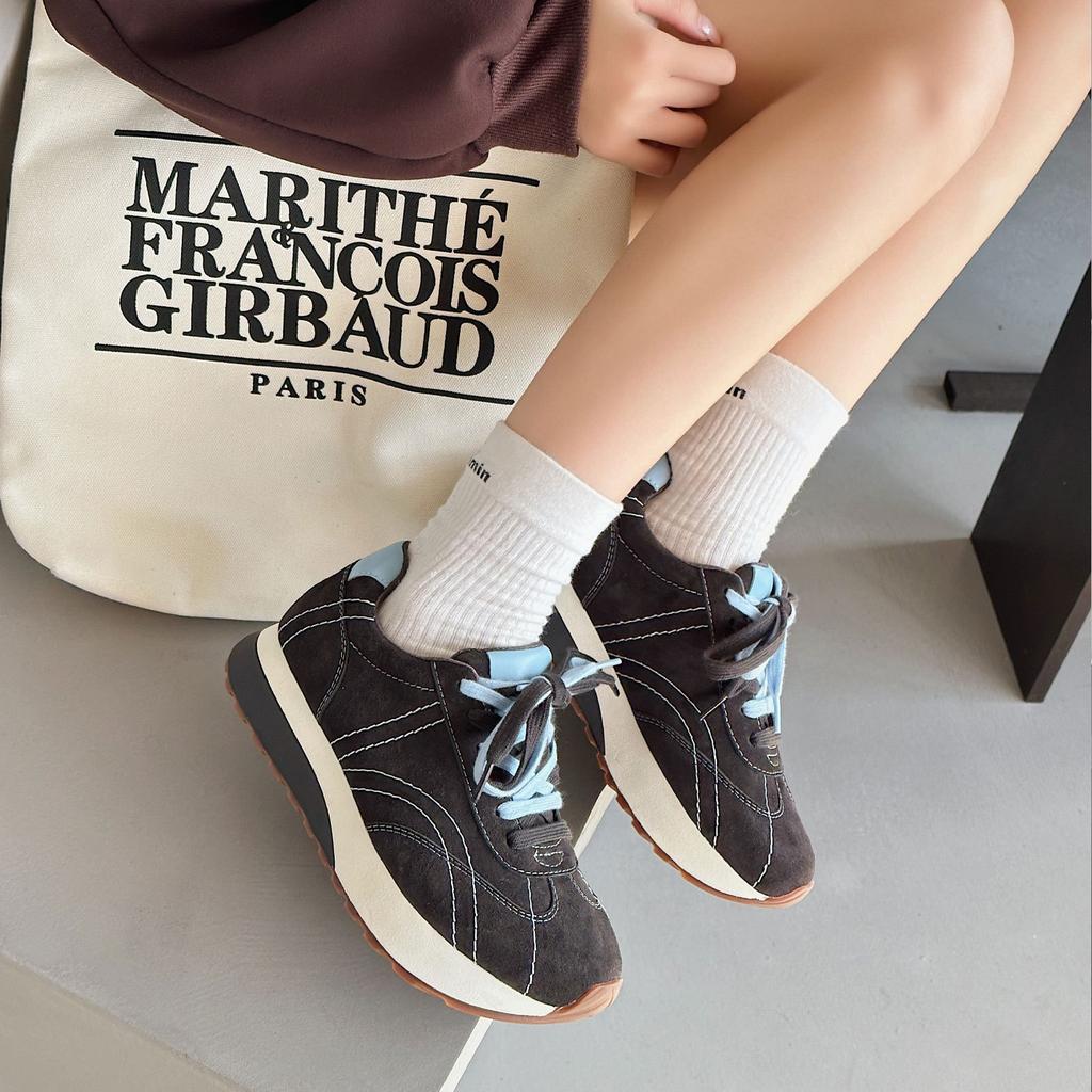 Leather retro German training shoes women's shoes new autumn versatile platform sports and leisure board shoes women's Forrest Gump shoes