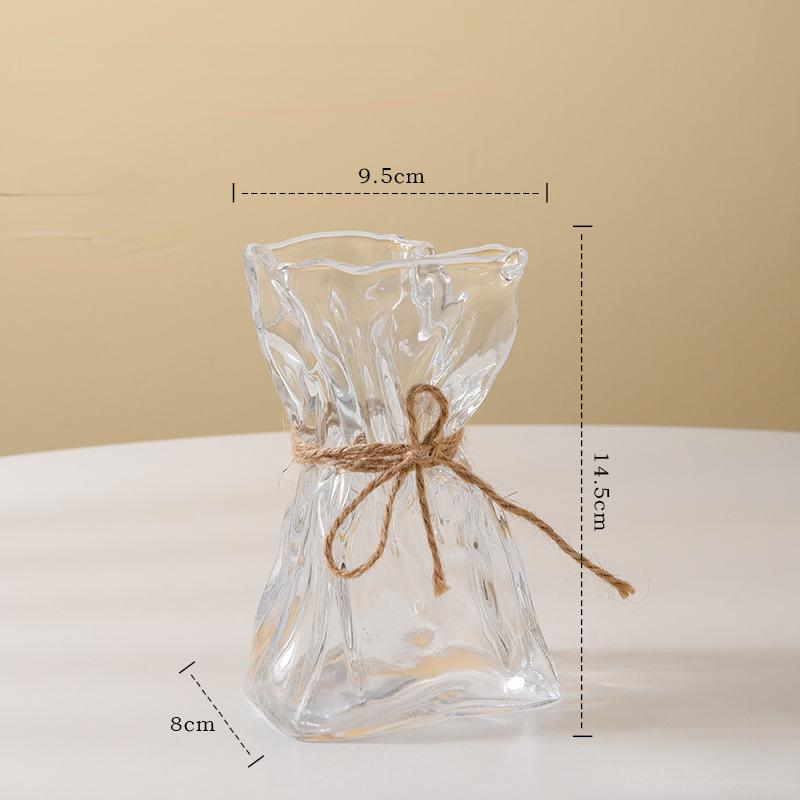 

Glass Vase Irregularly Folded Road Clear Glass Vase Creative Handicraft Ornaments Hydroponic Art Flower Vases Terrarium Pots