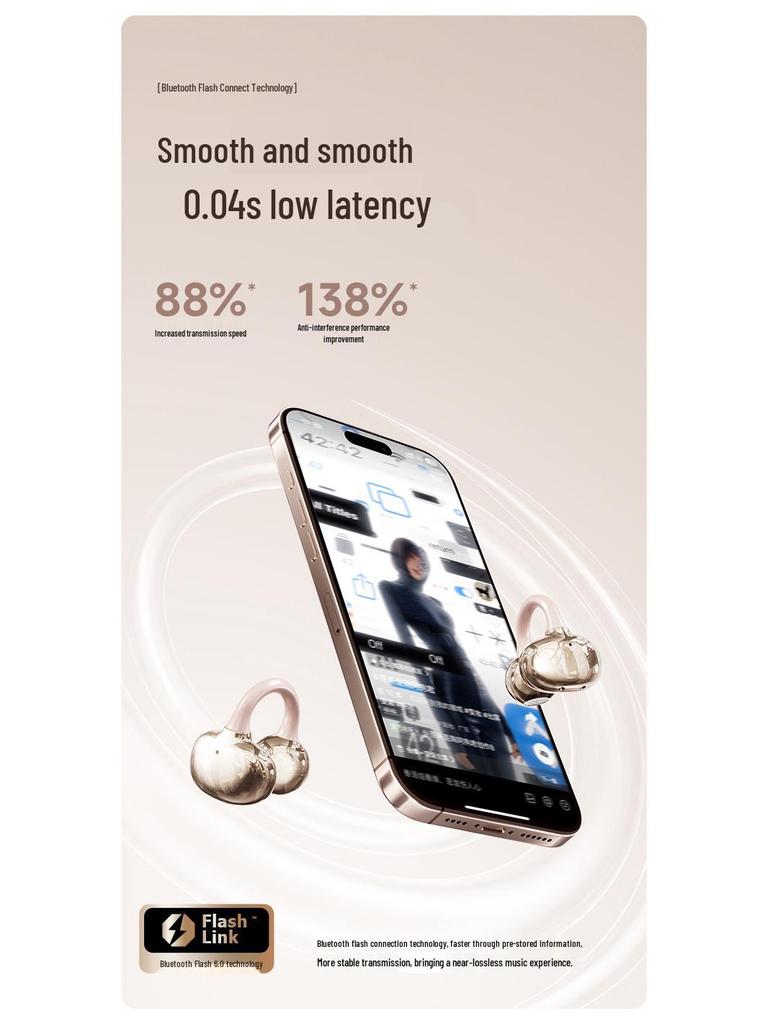 Bluetooth In-Ear Bone Conduction Earphones with AI Translation, Sports-Grade Noise Reduction, and Extended Battery Life