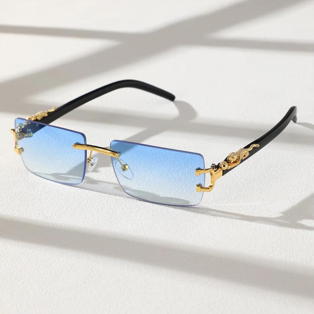 1 Pc Trendy Frameless Rectangular Sunglasses Personalized UV Protection For Daily Wear