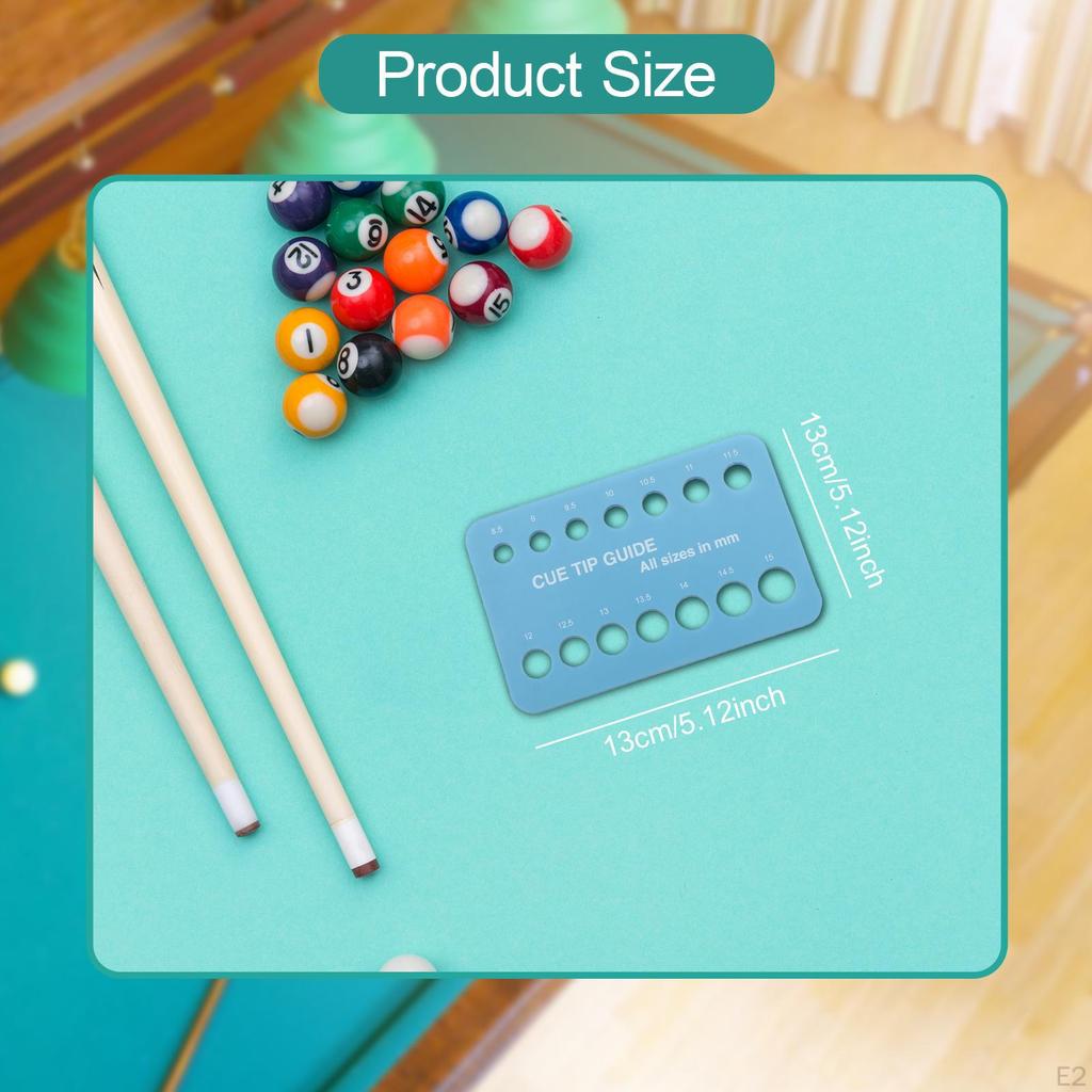 8.5mm-15mm Pool Cue Tip Gauge Acrylic Billiard Supplies Sturdy Compact Lightweight Gift Size