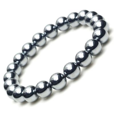 Bransoletka OVER-9 Terahertz, 8 mm, Oficjalnie skontrolowana! Kamień Mocy, Prawdziwy, Wysokiej Czystości, Kamień Naturalny, dla Mężczyzn i Kobiet [18cm]