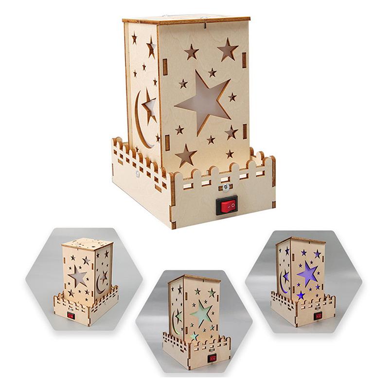 Wood Colorful Star Lights Kits Diy Science Building Projects 3D Wooden Puzzles Assembly Model Set Educational Toys For Boy Girl
