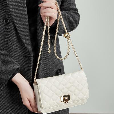 Genuine Leather Versatile Small Square Bag for Women 2025 Autumn Winter New Ins Commuting High-end Style Quilted Crossbody Chain Bag