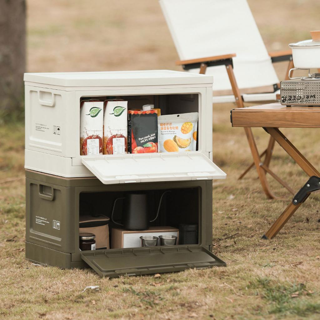 Large Capacity Camping Organizers Box Large Capacity Outdoor Storage Chest Waterproof Container with Wood Top Cover