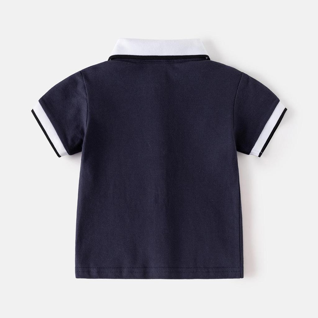 Dziecięcy T-shirt z krótkim rękawem 2025 Nowa koszulka polo dla chłopców Dziecięcy top z haftem z półrękawem Odzież dziecięca