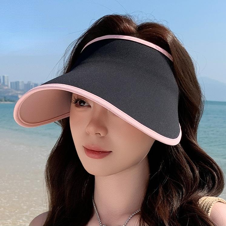 Women's Korean Style Extended Wide Brim Seamless Sun Hat UV Protection Full Coverage Outdoor Lightweight Open Top Cap