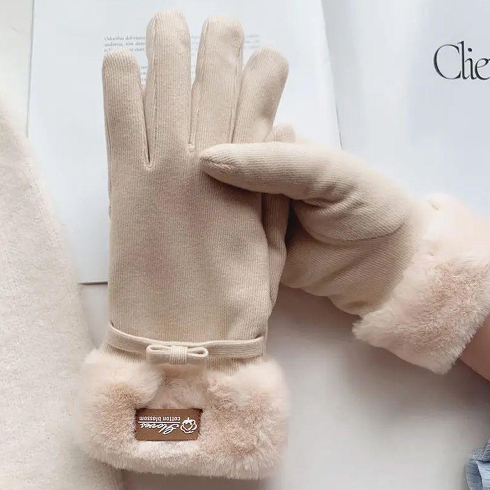 Tie Full Finger Gloves Autumn Winter Female Gloves  Driving Mitten Korean Style Gloves