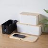 Wire Storage Box with Wooden Lid - Socket & Cable Organizer