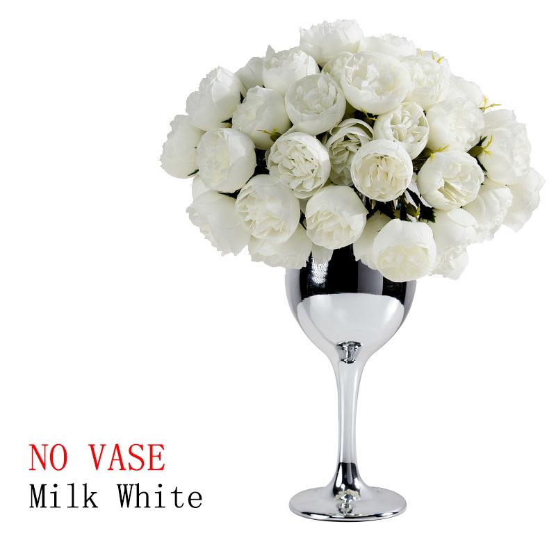 

27 головок пионов искусственные цветы для домашней вазы DIY Декор Невеста Роза Букет искусственный цветок Свадебная вечеринка центральные украшения украшения молочный белый