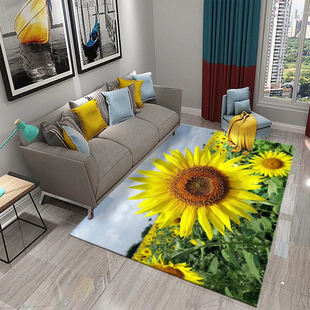 3D Sunflower Pattern Home Carpets for Living Room Bedroom Bathroom Kitchen Rug Kid Room Play Large Carpet Child Crawl Floor Mat