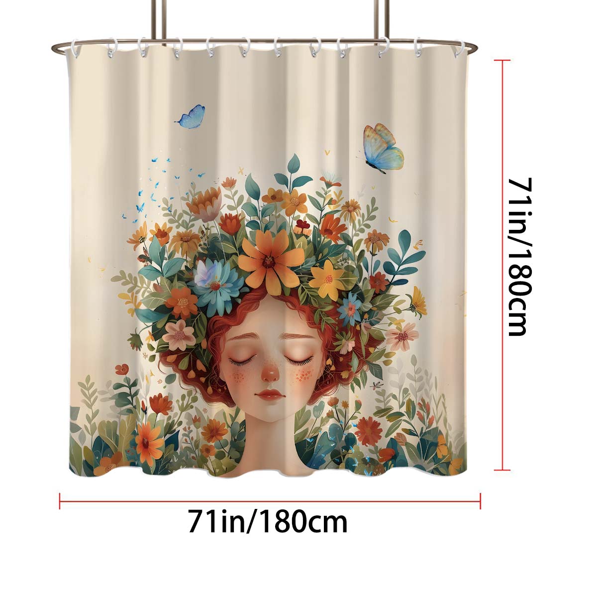 

1 шт. Красивая девушка принт Водонепроницаемая шторка для душа Шторка для ванны Перегородка Несколько размеров 12 крючков Легкая установка Защита конфиденциальности 90x180cm