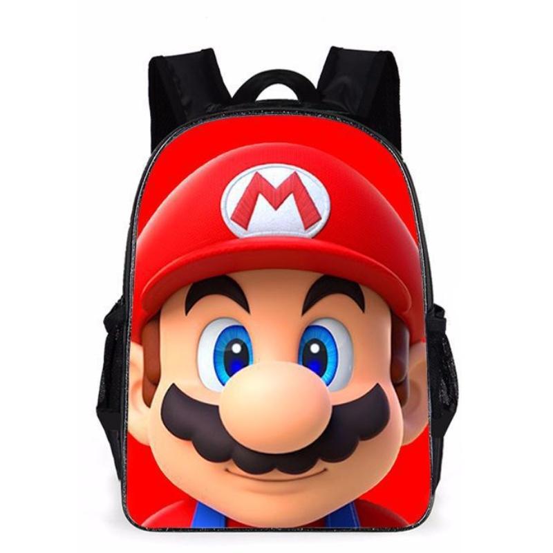 Super Mario Cartoon School Bag Student Backpack Waterproof And Expandable Fashionable And Trendy Style Nylon Material