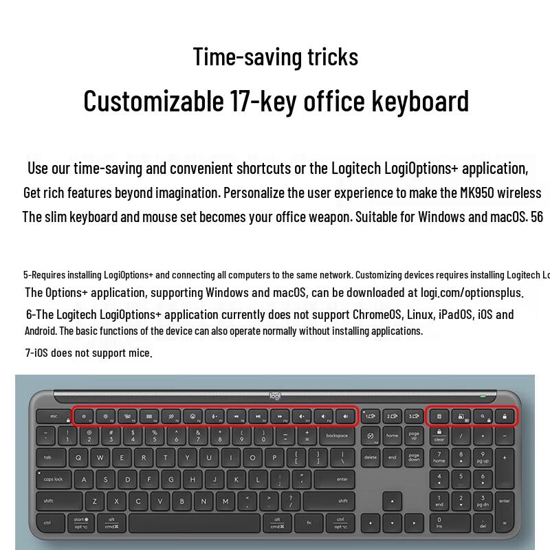 Logitech MK950 Wireless Bluetooth Keyboard Mouse Combo