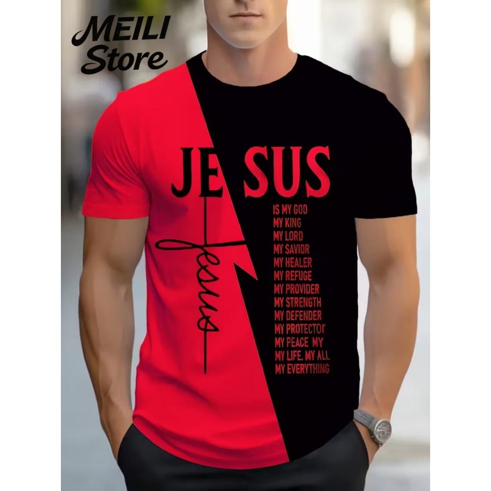 Herren 3D Jesus Druck T-Shirt Kurzarm Lässig Rundhals Betende Hände Design T-Shirt für Männer Neu im Oversized T-Shirt Oberteile