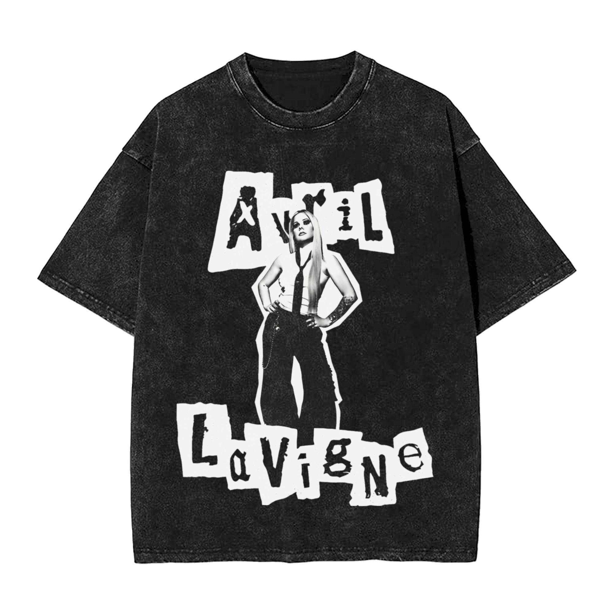 

Avril Lavigne Singer Punk Music Tour Washed T Shirt Streetwear Hip Hop Novelty TShirts Tees Unisex Women Short Sleeve Oversize 2XL