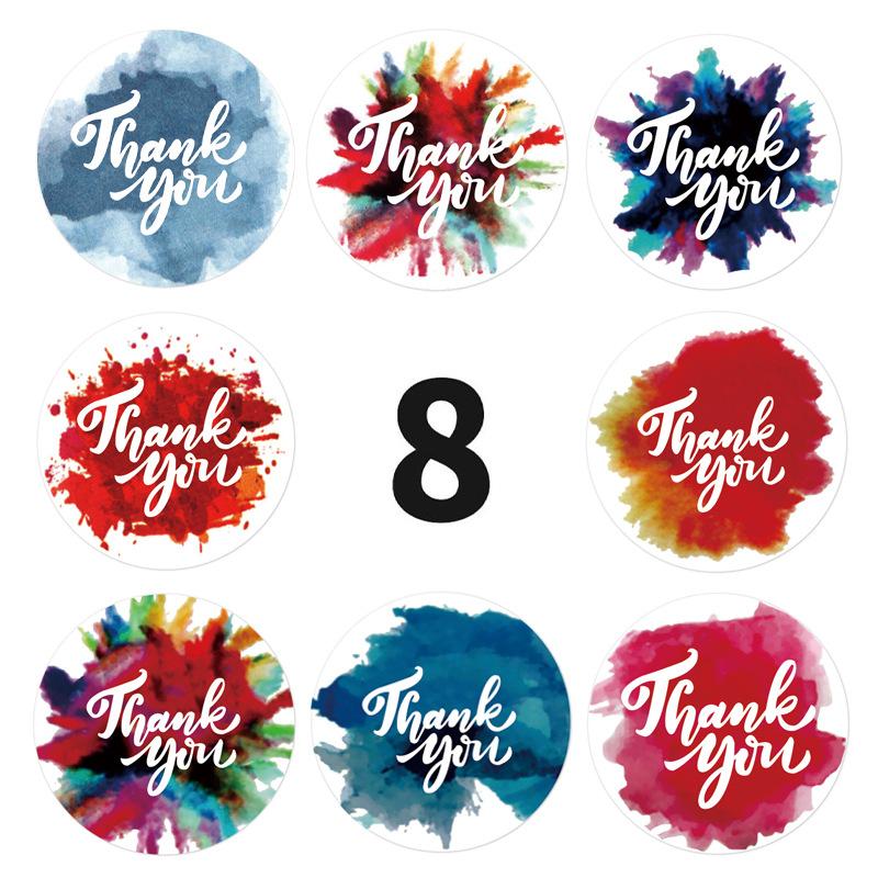 50-500pcs 8 Styles Thank You Sticker for Seal Labels Round Floral Multi Color Labels Sticker Handmade Offer Stationery Sticker