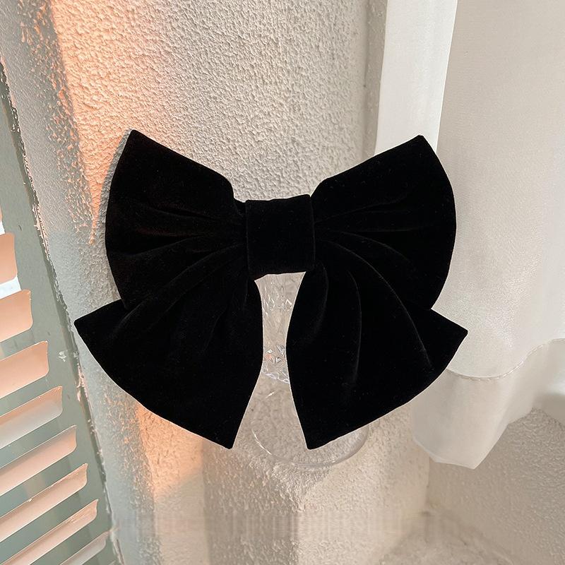 Temperament Red Velvet Big Bow Hair Clip For Women Fashion Retro Back Of The Head Bow Hairpin Elegant Princess Hair Accessories