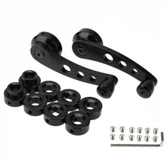 Black Window Door Winder Glass Handles Cranks Billet CNC Aluminum Manual Car Kit