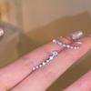 New Trendy One-word Seven-star Row Diamond Zircon Stud Earrings for Women, Light Luxury Versatile Earrings, Earbone Clips, Temperament Earrings.
