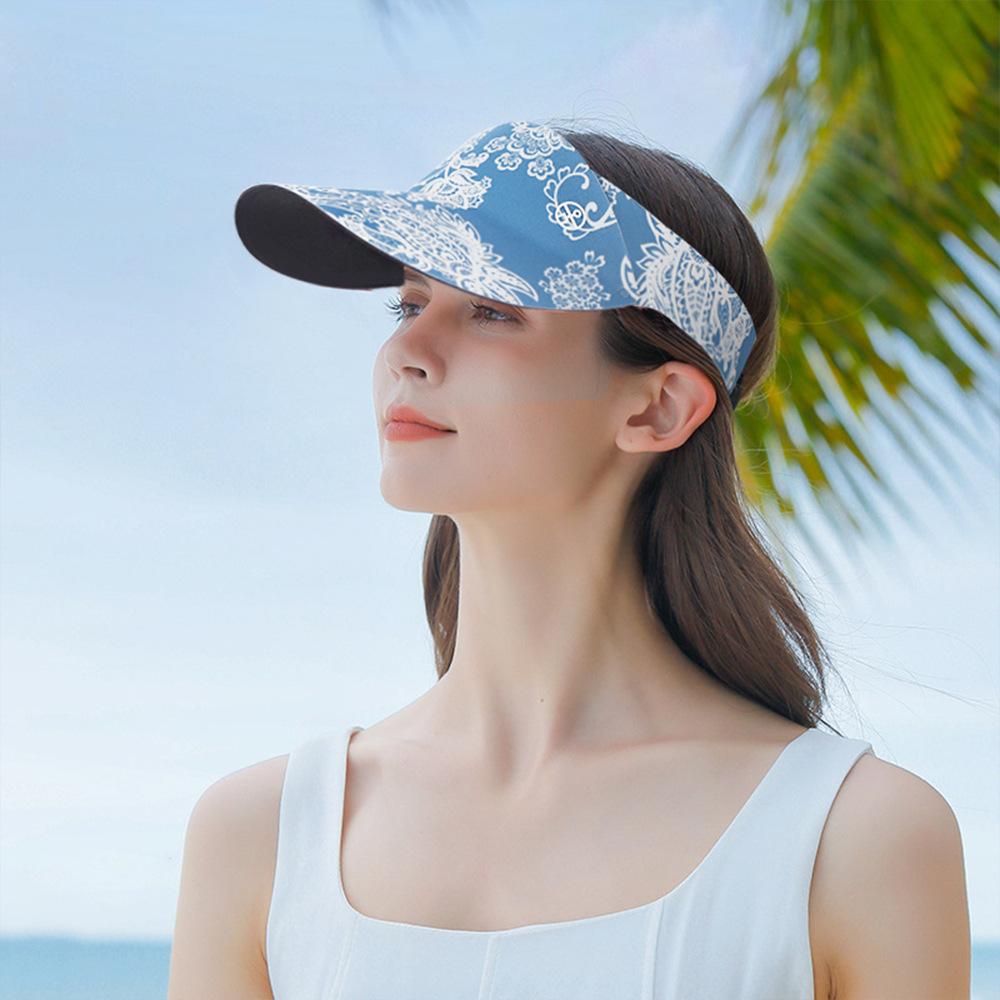 Unisex Printed Empty Top Sun Visor,Fashion Breathable UV Protection Hat,Lightweight Adjustable for Outdoor Sports,Hiking,Beach