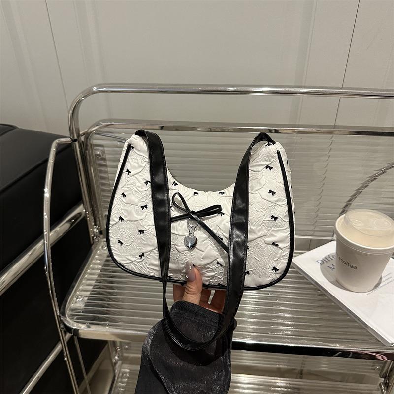 Niche Design Bow Underarm Bag Women's New Handbag Fashion Shoulder Messenger Bag Sweet Baguette Bag