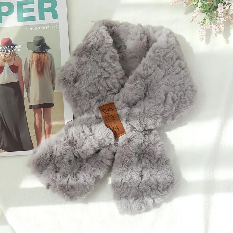 Vinterhaklapp Koreanskt mode Enfärgad plyschhalsduk Tjock Varm lammullshaklapp för kvinnor