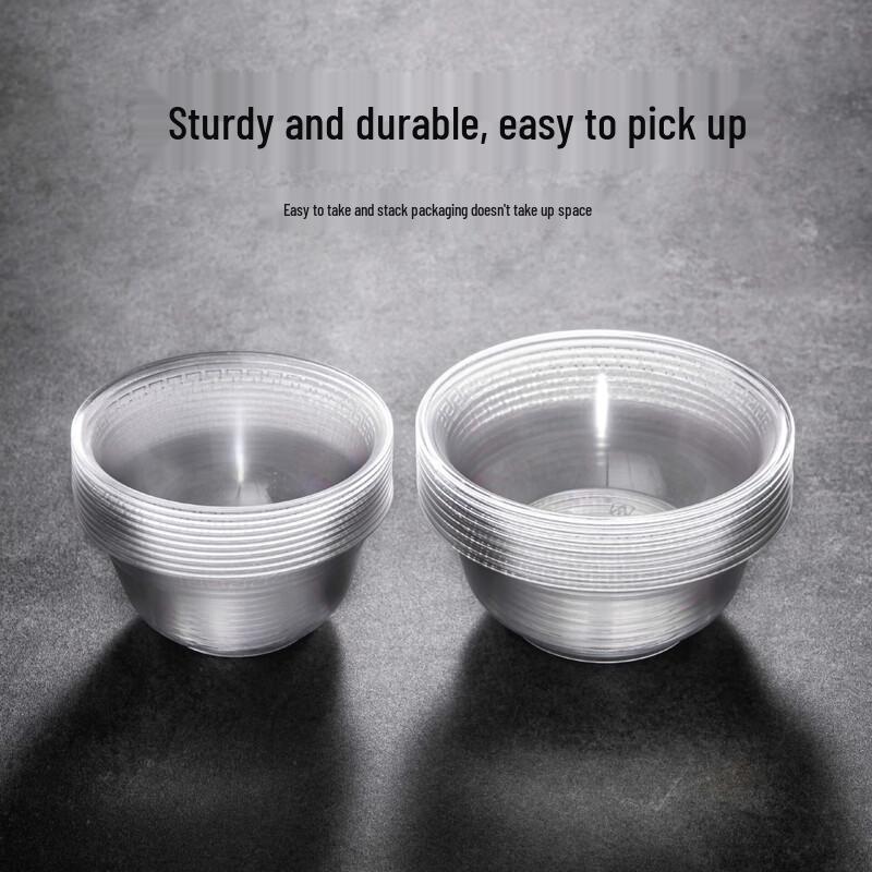 Nuoxian 300ml Thickened Disposable Crystal Plastic Bowls, 100-Pack