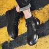 Martin boots men's 2025 winter new leather high-top velvet thermal short boots British retro boots men's cotton shoes