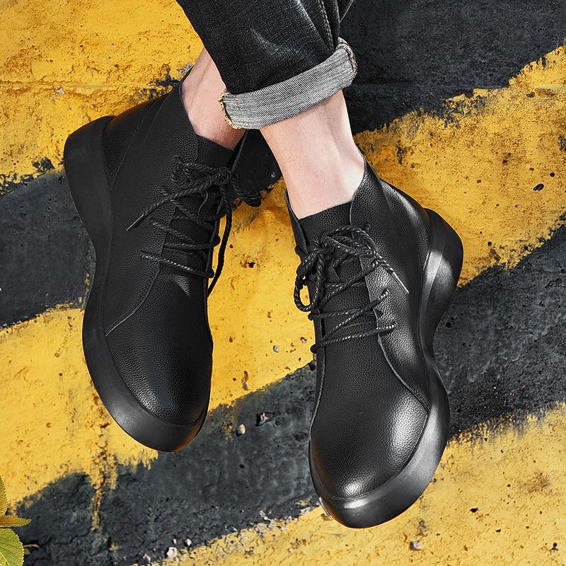 Martin boots men's 2025 winter new leather high-top velvet thermal short boots British retro boots men's cotton shoes