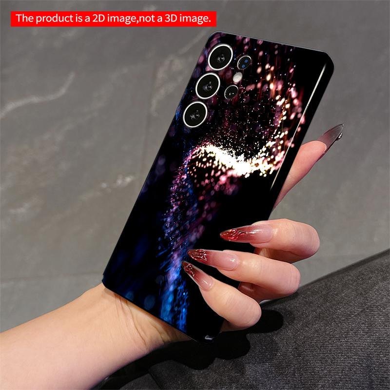 2DFlat Samsung Phone Case Neon Spiral Lights On Black Applicable To Galaxy S22 S23 S24 S25ULTRA S26 A12 A13 A14 A15 A16