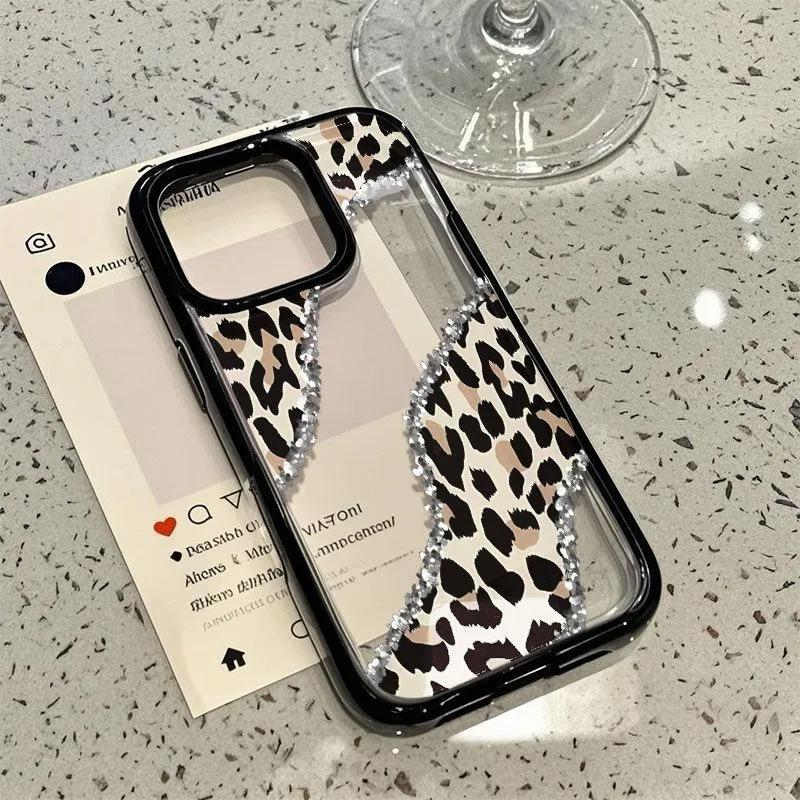 

Flash Diamond Leopard Print for Apple 17 Promax All-inclusive Anti-fall Mobile Phone Case 16 Simple for IPhone 15 Protection 14 For Apple 11