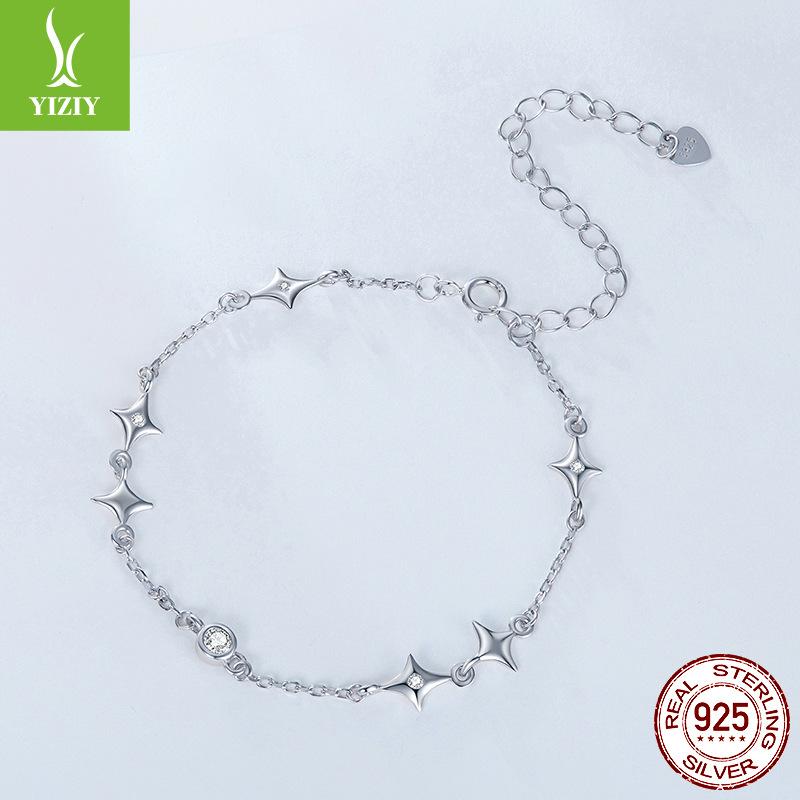 

Женский браслет из стерлингового серебра 925 пробы со звездой, Минималистичный универсальный браслет-звезда из стерлингового серебра, Ювелирное изделие