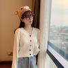 Versatile Korean V-neck Slimming Knit Cardigan - Spring/Autumn Long Sleeve Outerwear