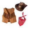 Gilet Western con Frange per Bambini Costume da Gioco di Ruolo Può Essere Abbinato con Foulard Cappello