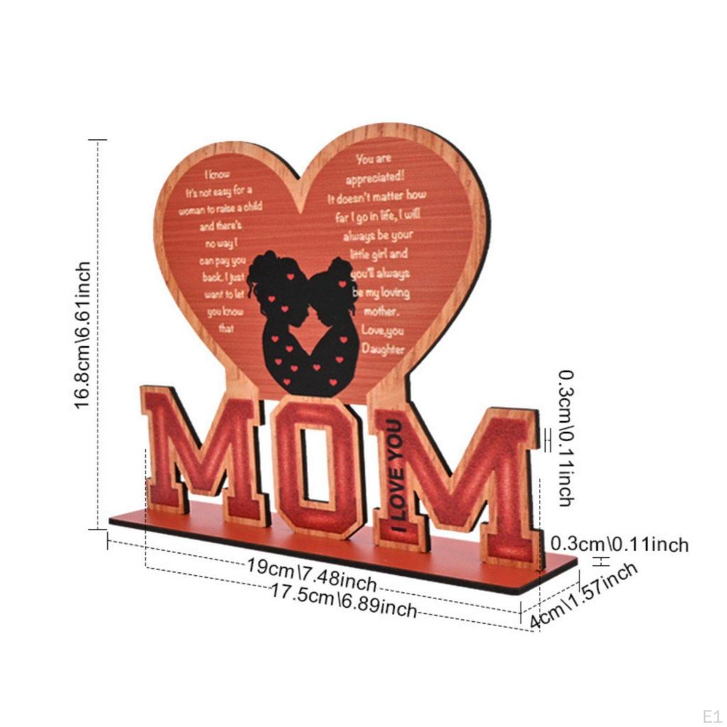 Mom Gift Plaque Freestanding Design Letter Desk Materials Sentimental Sign for Home