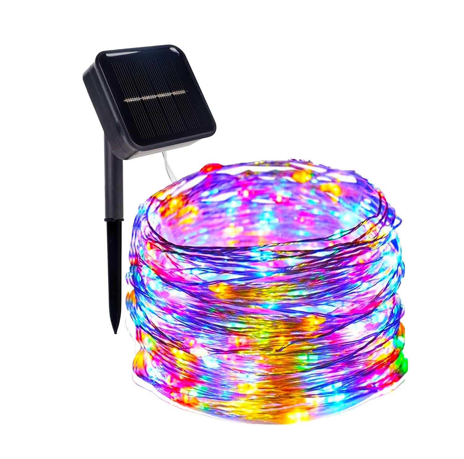 

100/200/300 LED Гирлянда на солнечной батарее Сказочная гирлянда Сделай сам Разноцветные огни 8 режимов Рождественские огни Уличная проволочная лампа Рождественское освещение 50LED 6.5M