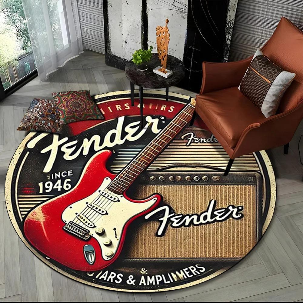 29 Style New Fender Retro Guitar Instruments Music Round Carpet Rug for Bedroom Living Room Sofa Decoration,pet Decor Floor Mat