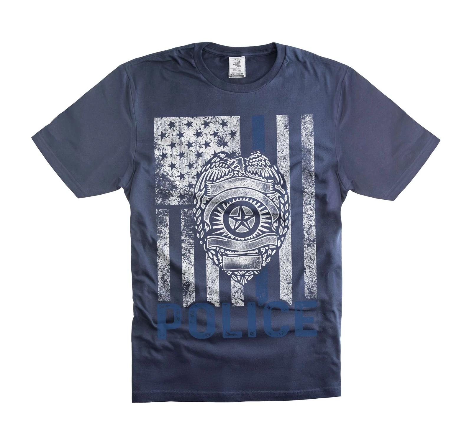 Men s Police T-Shirt - Police Badge shirt - USA Patriotic Gift Shirt S