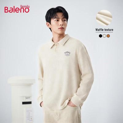 Baleno Herren Waffelstrick Langarm Poloshirt