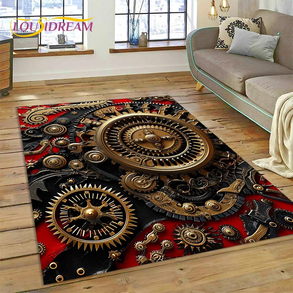 3D Mechanical Cogs Gears Steampunk Rug Carpet for Living Room Bedroom Decor,floor Mat Non-slip Decoration for Sofa Doormat Gifts